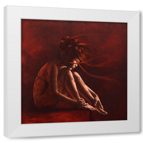 Henna I White Modern Wood Framed Art Print by Cazal, Cedric