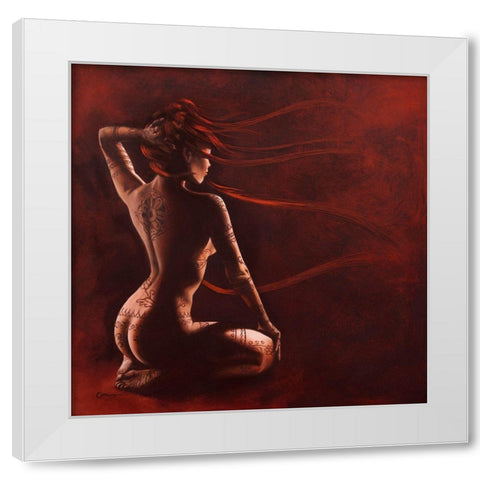 Henna II White Modern Wood Framed Art Print by Cazal, Cedric