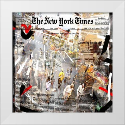 Une visite a New York White Modern Wood Framed Art Print by MN.FF