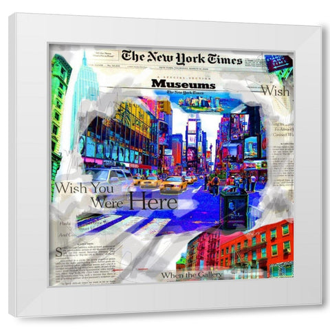 New York Museum White Modern Wood Framed Art Print by MN.FF