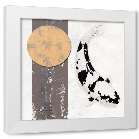 Koi Creme Spot I White Modern Wood Framed Art Print by Gruhn, Nicole