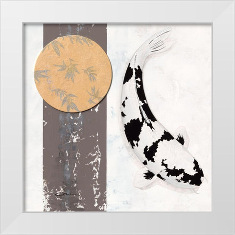 Koi Creme Spot I White Modern Wood Framed Art Print by Gruhn, Nicole