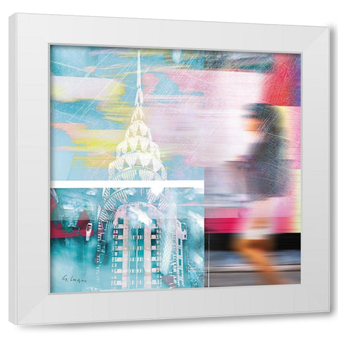 NY City Walk White Modern Wood Framed Art Print by Luger, Gery