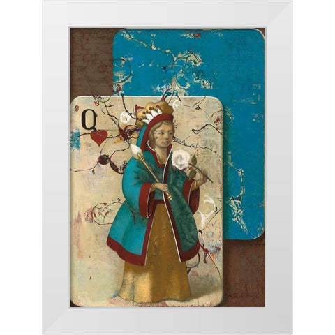 Queen of Hearts White Modern Wood Framed Art Print by Juta and Mareks