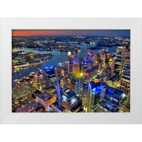 Darling Harbour White Modern Wood Framed Art Print by Terrible, Aurelien