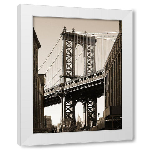 Manhattan Bridge White Modern Wood Framed Art Print by Terrible, Aurelien