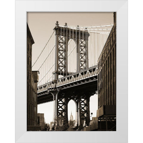 Manhattan Bridge White Modern Wood Framed Art Print by Terrible, Aurelien