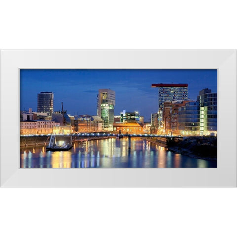 Medienhafen Dusseldorf White Modern Wood Framed Art Print by Fischer, Rolf
