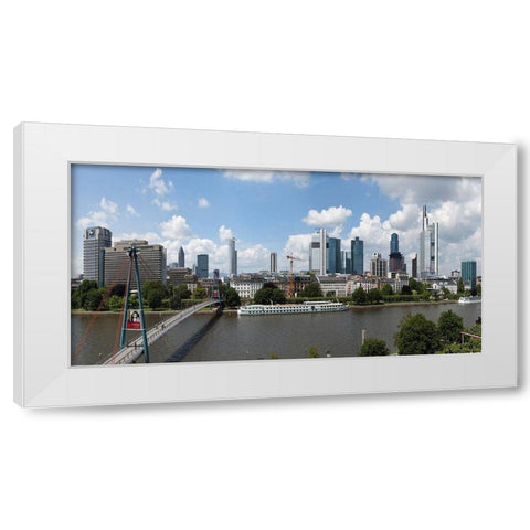 Skyline Frankfurt Panorama White Modern Wood Framed Art Print by Fischer, Rolf