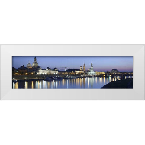 Elbpanorma Dresden White Modern Wood Framed Art Print by Fischer, Rolf