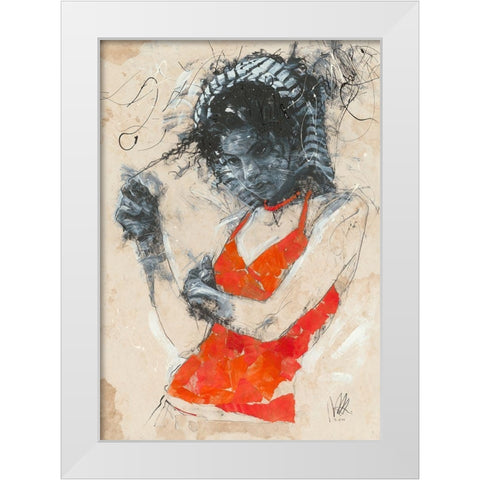 Playing with the Curls White Modern Wood Framed Art Print by Longo, Massimiliano