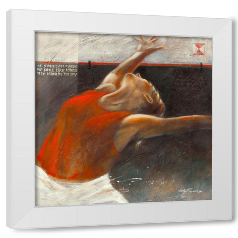 Cheerful White Modern Wood Framed Art Print by Meijering, Kitty