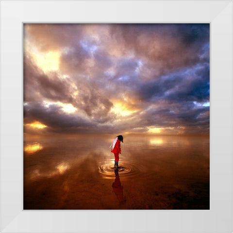 Devil May Care White Modern Wood Framed Art Print by Cano, Marina