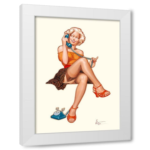 Betty au telephone White Modern Wood Framed Art Print by Hitte, Patrick