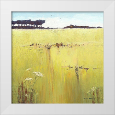 Cornish Meadow White Modern Wood Framed Art Print by Atkinson, Caroline