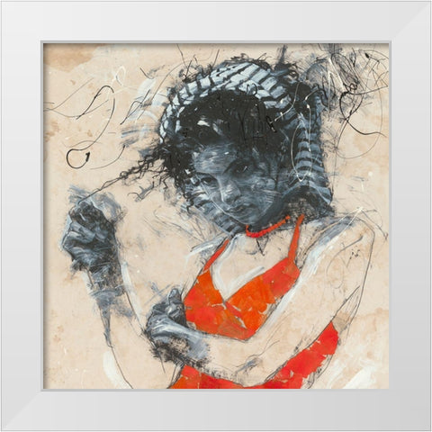 Playing with the Curls White Modern Wood Framed Art Print by Longo, Massimiliano