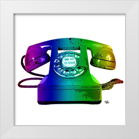 Rainbow Phone White Modern Wood Framed Art Print by Paslier, Morgan