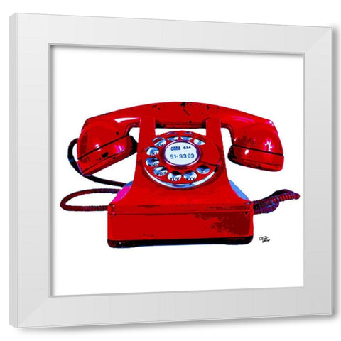 Red Phone White Modern Wood Framed Art Print by Paslier, Morgan
