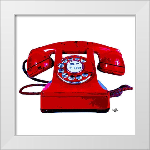 Red Phone White Modern Wood Framed Art Print by Paslier, Morgan