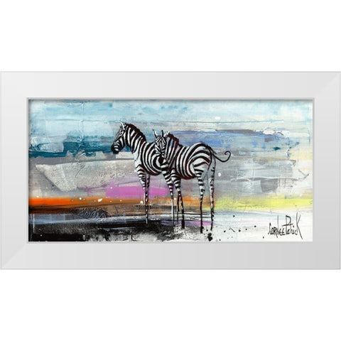 Zebra White Modern Wood Framed Art Print by Cornee, Patrick