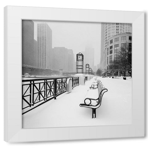 Chicago River Promenade in Winter White Modern Wood Framed Art Print by Butcher, Dave