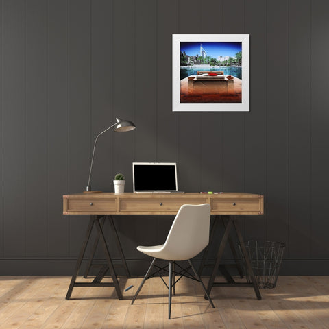 Beautiful View of Dubaï White Modern Wood Framed Art Print by MN.FF