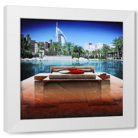 Beautiful View of Dubaï White Modern Wood Framed Art Print by MN.FF