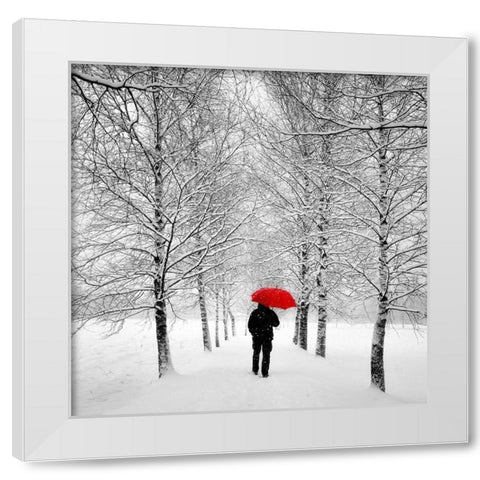 Der einsame Weg White Modern Wood Framed Art Print by Steger, Uwe