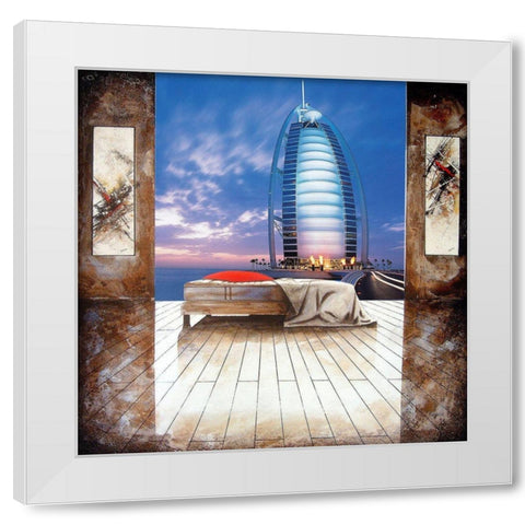 Nous deux a Doubai White Modern Wood Framed Art Print by MN.FF