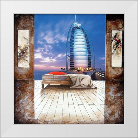 Nous deux a Doubai White Modern Wood Framed Art Print by MN.FF