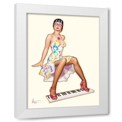 Piano Girl White Modern Wood Framed Art Print by Hitte, Patrick