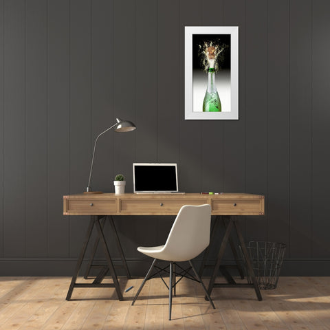 Splashing Cork I White Modern Wood Framed Art Print by Hillert, Peter
