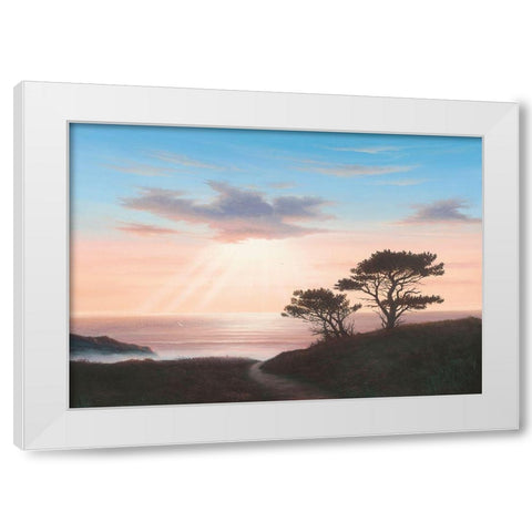 Eagles Nest Cornwall White Modern Wood Framed Art Print by Sim, John F