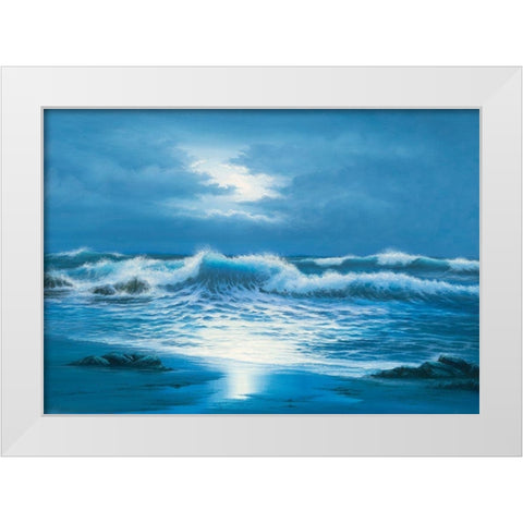 Evening Breakers White Modern Wood Framed Art Print by Sim, John F