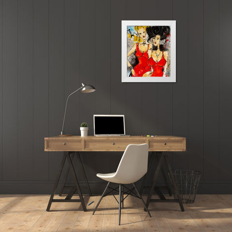 Demoiselles en rouge White Modern Wood Framed Art Print by Zacher-Finet, Isabelle