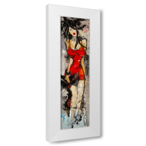 Femme en rouge White Modern Wood Framed Art Print by Zacher-Finet, Isabelle