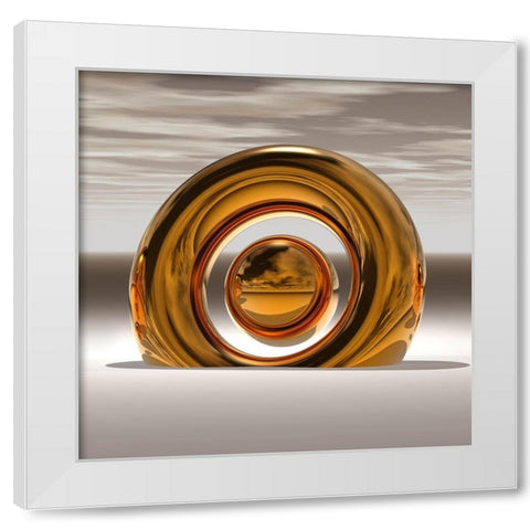 Golden Circle I White Modern Wood Framed Art Print by Hillert, Peter