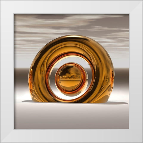 Golden Circle I White Modern Wood Framed Art Print by Hillert, Peter