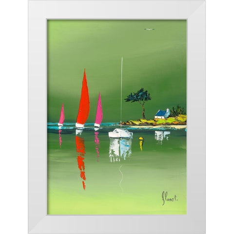 L abri cotier White Modern Wood Framed Art Print by Flanet, Frederic