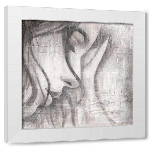 Face III White Modern Wood Framed Art Print by Godles, Karo