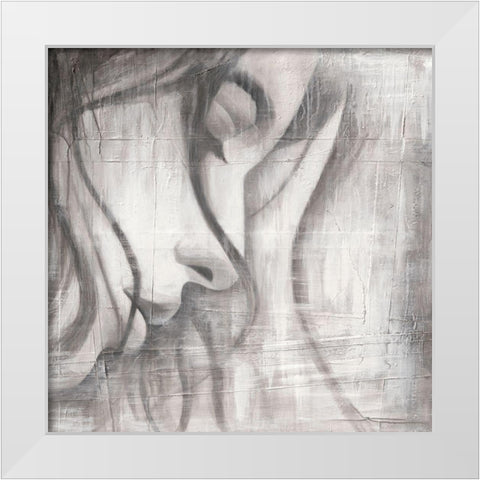 Face III White Modern Wood Framed Art Print by Godles, Karo