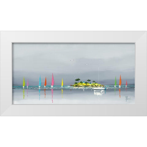 Une ile White Modern Wood Framed Art Print by Flanet, Frederic