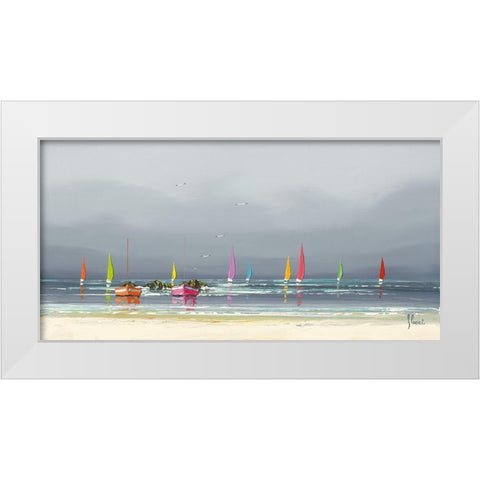 La plage White Modern Wood Framed Art Print by Flanet, Frederic