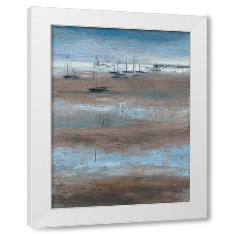 Maree basse et jetee White Modern Wood Framed Art Print by Persillon, Francoise