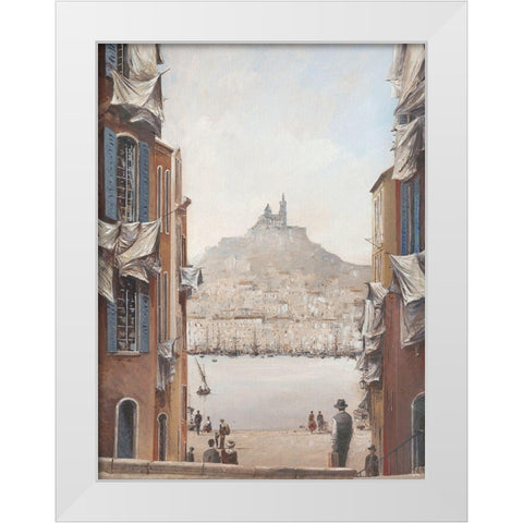 Descente vers le vieux port White Modern Wood Framed Art Print by Letestu, Yann