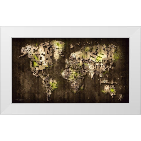 Dark Storm Lime Green White Modern Wood Framed Art Print by Mikael D. Design