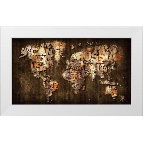 Dark Storm Orange White Modern Wood Framed Art Print by Mikael D. Design
