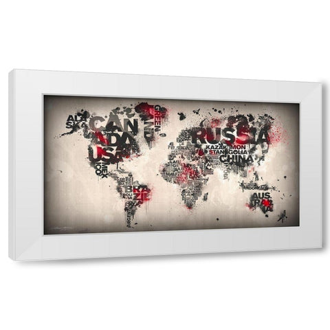 Minimal Red White Modern Wood Framed Art Print by Mikael D. Design