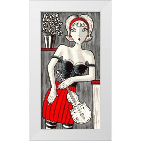 Violon blanc White Modern Wood Framed Art Print by MIROTA