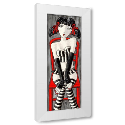 Brune aux couettes White Modern Wood Framed Art Print by MIROTA